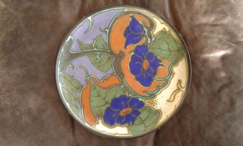 Large Rare Art Deco 1920s Schoonhoven Pottery Holland Handpainted Wall Plate Marked Signed