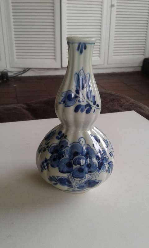 Rare Vintage Holland Afrika Lun V.N.S Royal Delft Blue Small Ocean Liner Table Vase 1930s