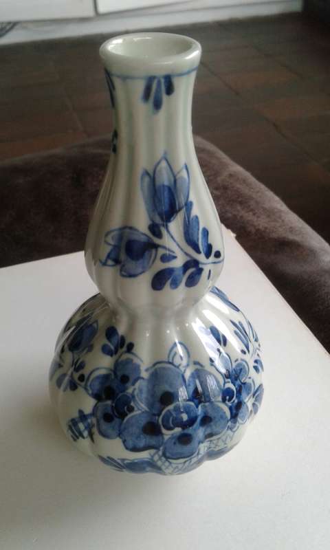 Rare Vintage Holland Afrika Lun V.N.S Royal Delft Blue Small Ocean Liner Table Vase 1930s
