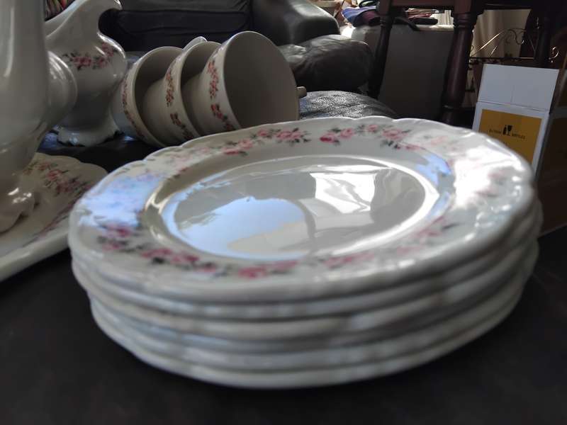 Beautiful Huguenot Constantia Coffee Tea Set Pink Rose Pattern 22 Pieces