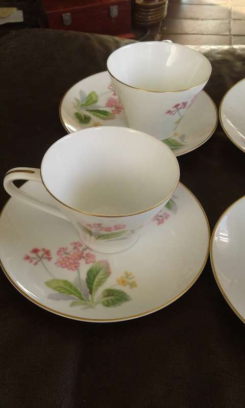 Rare Noritake 1960s Flowers Nippon Toki Kaisha Tea Set 6 Cups 6 Saucers