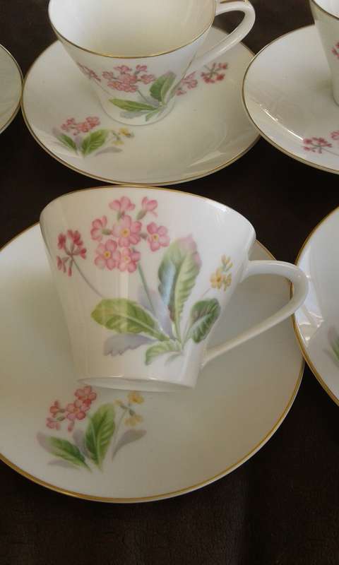 Rare Noritake 1960s Flowers Nippon Toki Kaisha Tea Set 6 Cups 6 Saucers