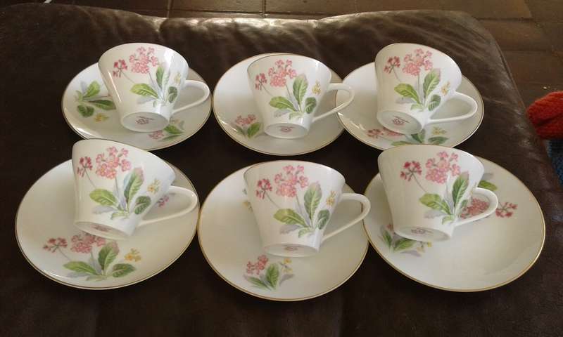 Rare Noritake 1960s Flowers Nippon Toki Kaisha Tea Set 6 Cups 6 Saucers