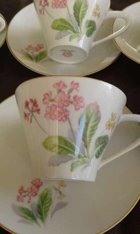 Rare Noritake 1960s Flowers Nippon Toki Kaisha Tea Set 6 Cups 6 Saucers