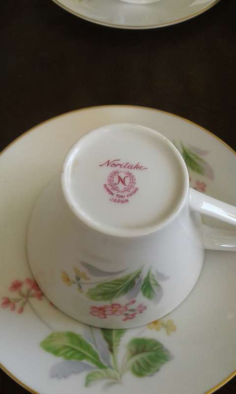 Rare Noritake 1960s Flowers Nippon Toki Kaisha Tea Set 6 Cups 6 Saucers