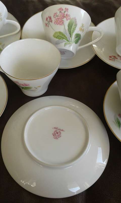Rare Noritake 1960s Flowers Nippon Toki Kaisha Tea Set 6 Cups 6 Saucers