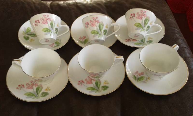 Rare Noritake 1960s Flowers Nippon Toki Kaisha Tea Set 6 Cups 6 Saucers