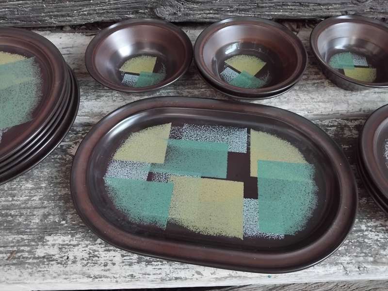Rare Vintage Noritake Japan Quadrangle Mid Century Primastone 8306 Dinner Service