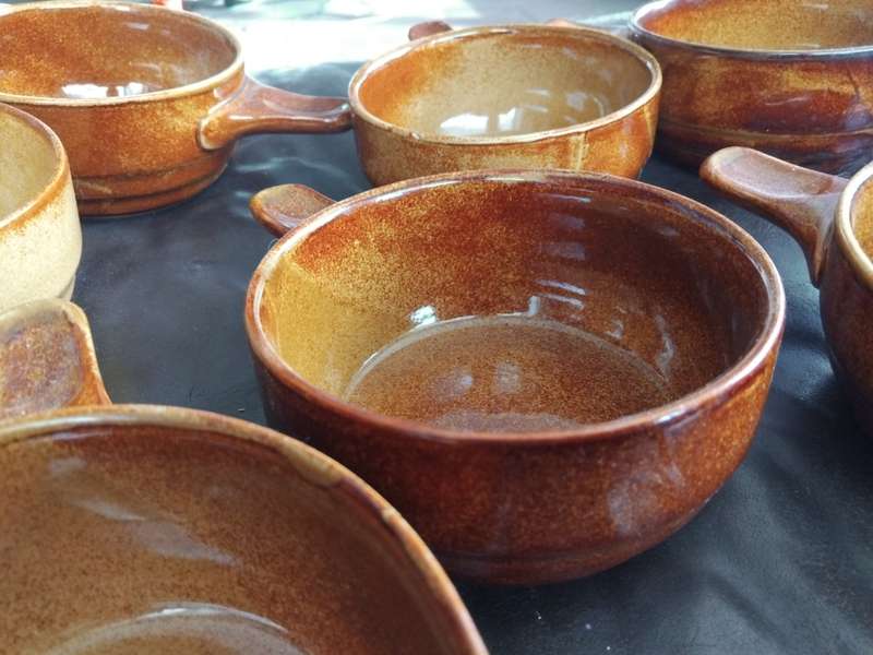 Vintage Mid Century Drostdy Ceramic Set Of 7 Soup Bowls With Handle