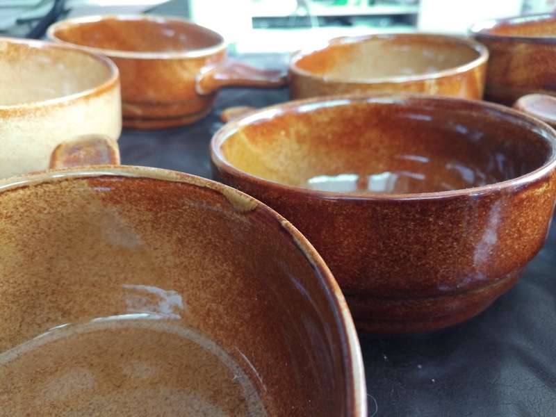 Vintage Mid Century Drostdy Ceramic Set Of 7 Soup Bowls With Handle