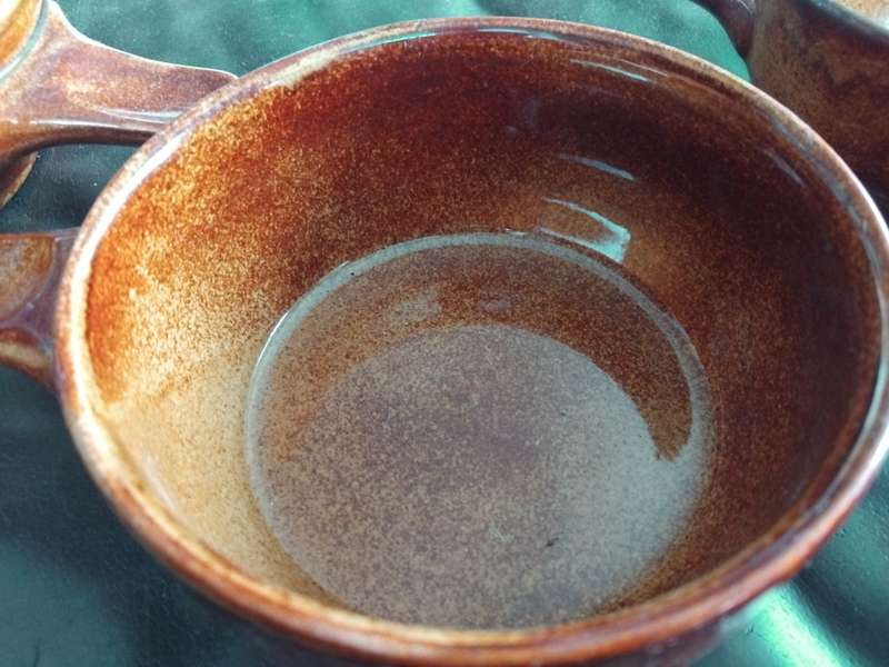 Vintage Mid Century Drostdy Ceramic Set Of 7 Soup Bowls With Handle