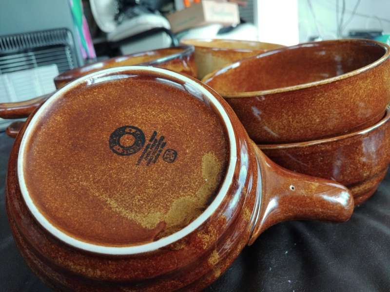 Vintage Mid Century Drostdy Ceramic Set Of 7 Soup Bowls With Handle