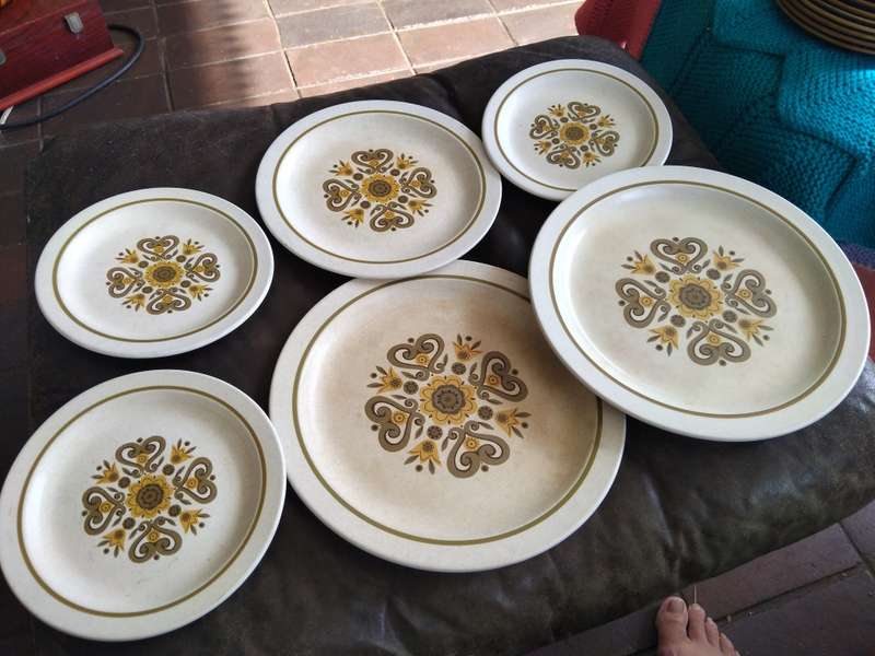 Vintage Mid Century Set Of 6 Stonehenge Midwinter Jessie Tait Staffordshire Dinner Plates