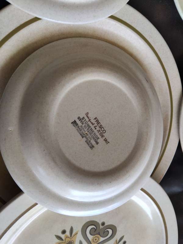 Vintage Mid Century Set Of 6 Stonehenge Midwinter Jessie Tait Staffordshire Dinner Plates