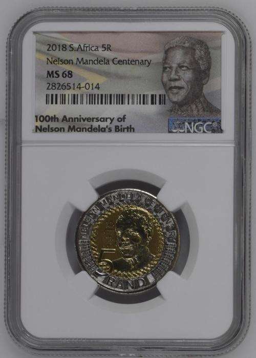 MS68) BID PER COIN! NGC GRADED (MS68)X2 2018 MANDELA R5 100TH BIRTHDAY COINS GRAB IT WHILE YOU CAN!!