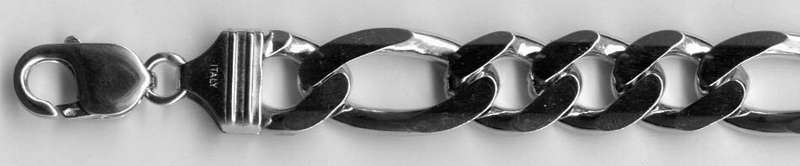 Silver Mens Figaro Necklace 55 cm