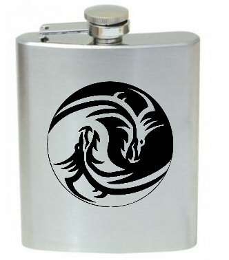 Yin Yang Dragon Hip Flask