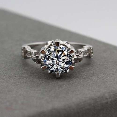 2.7 ct. White Sapphire Vintage style crown ring