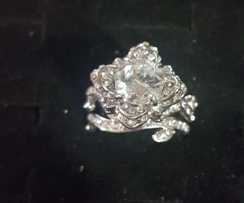 White Flower Wedding Engagement Ring