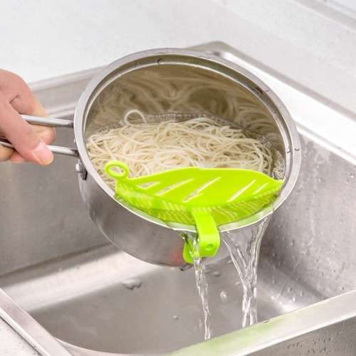 1PC  Leaf Shape Rice Wash Sieve - White