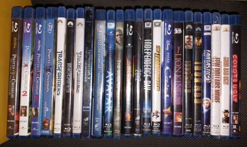 24 piece Blu-Ray collection. >Pirates of the Caribbean 1-4  >Transformers 1-3  >Iron Man 1+2, etc