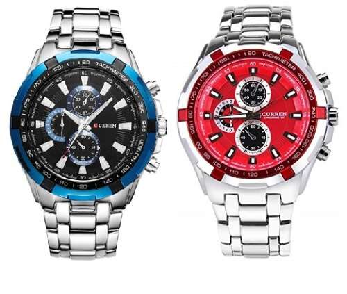 CURREN Stainless Steel Watches - Red or Blue