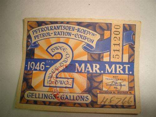 Petrol Ration Coupon March 1946 - Two Gallons - No 511200