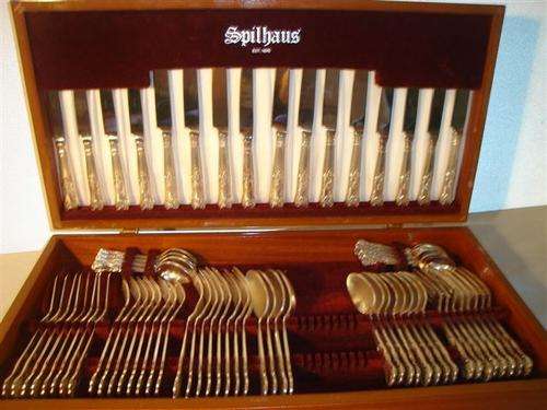 Spilhaus 68 Piece Silver Plated Cutlery Set in Wooden Box