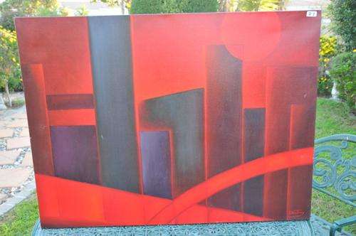 BEAUTIFUL ABSTRACT OIL ON CANVAS BY SA ARTIST LASZLO KOMLOSSY