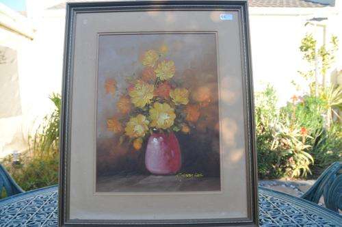 STUNNING OIL ON BOARD STILL LIFE BY FAMOUS ROBERT COX