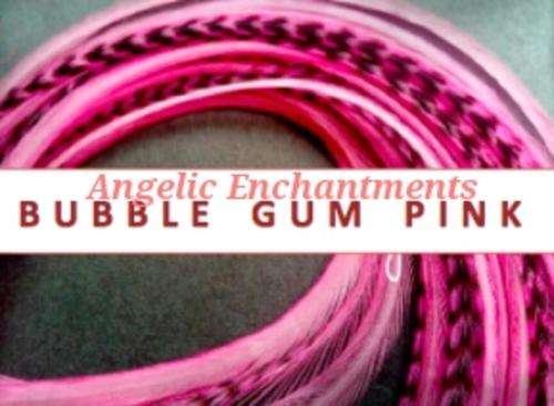 FEATHER HAIR EXTENSIONS - BUBBLE GUM PINK