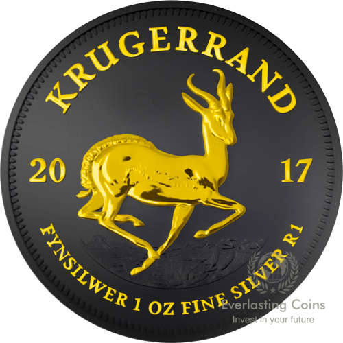 KRUGERRAND Black Ruthenium 1 Oz Silver Coin 1 Rand South Africa 2017