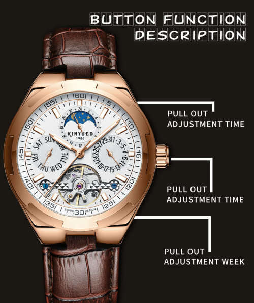 KINYUED - Sapphire Crystal Men`s Watch Tourbillon Movement Mechanical Automatic Watch