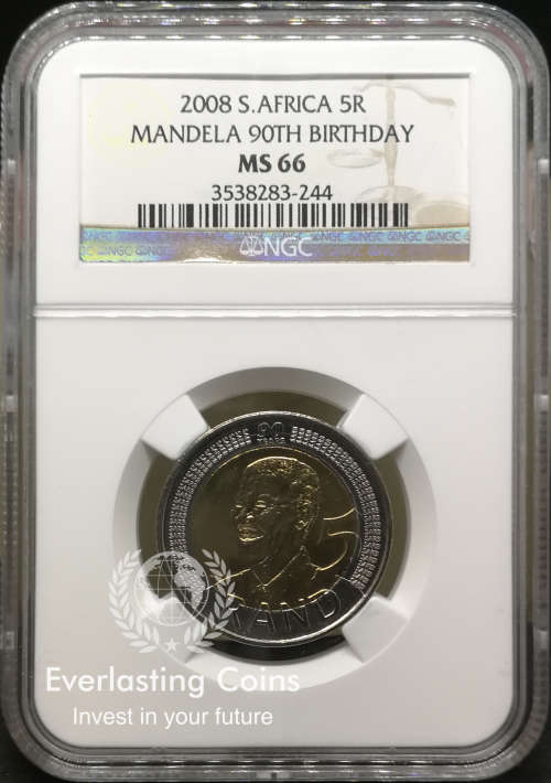 2008 S. Africa 5R Mandela 90th Birthday MS66 - Bid per Coin - 8 Coins in Total