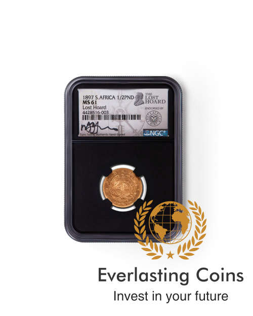 2020-KRUGERRAND: LOST HOARD-ZAR POUND SET 1/2 OU and 1/10 KR XF DOD - Once in a lifetime opportunity