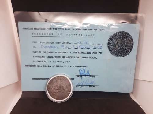 Shipwreck Coin (1648) Recovered 1702 Certified 07/04/1972