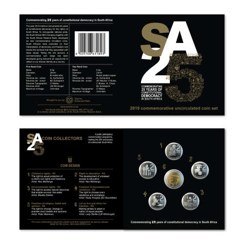 Circulated Condition 2019 Commemorating 25 Years Of Democracy 6 Coin Circulation Set
