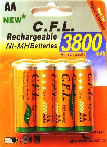3800MAH HIGH CAPACITY AA RECHARGEABLE BATTERIES - BEST FOR DIGITAL CAMERA