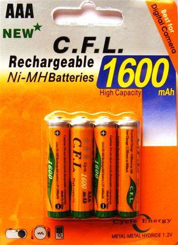 1600MAH HIGH CAPACITY AAA RECHARGEABLE BATTERIES - BEST FOR DIGITAL CAMERA