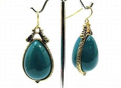 LINEAR TEARDROP TURQOUISE DANGLING EARRINGS