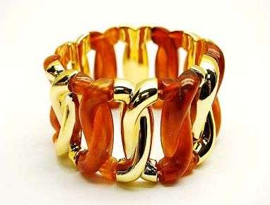 ORANGE AND GOLD COLORED - CHUNKY STRETCH BRACELET