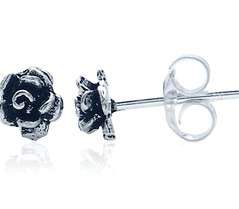 SMALL SILVER ROSE DESIGN - EAR STUDS