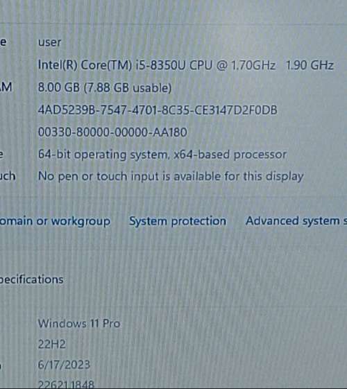 Dell latitude 7290 i5- 8350u ,256gb ssd 8 gig ram