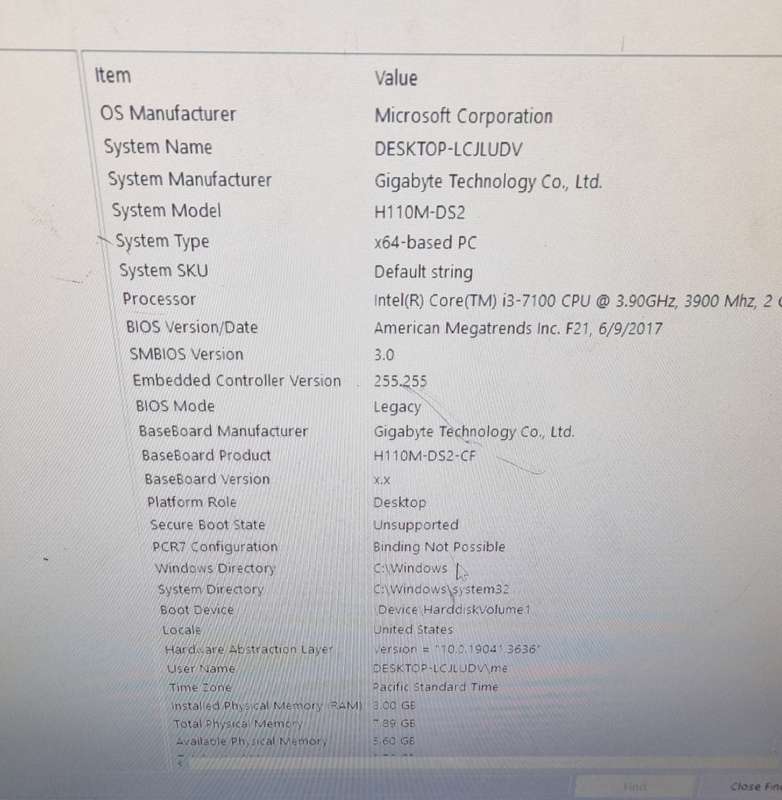 Gigabyte i3 7th gen, 500gb hdd, 8 gig ram
