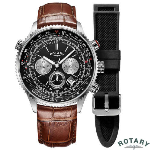 ROTARY Aviator Chronograph-Dual Strap Quartz Dress Watch"PURE CLASS!!!"
