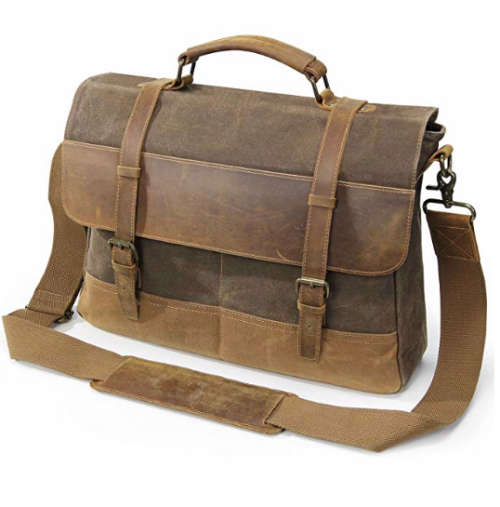 Vintage Genuine Leather & Waxed Canvas 15.6" Upmarket Laptop Bag"PERFECT!!"
