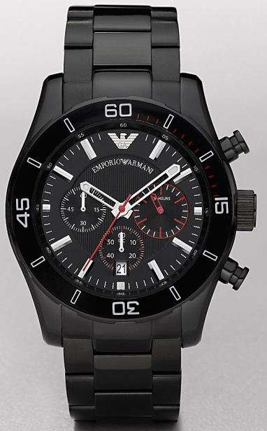 New EMPORIO ARMANI Luxury Sports Black Stainless Steel Gents Watch**EXCLUSIVELY NEW**