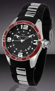 Aquaswiss TRAX Mens Black/Red Chronograph Watch"R6995"