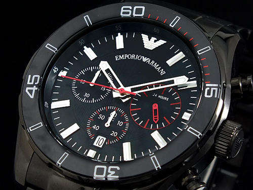 New EMPORIO ARMANI Luxury Sports Black Stainless Steel Gents Watch**EXCLUSIVELY NEW**