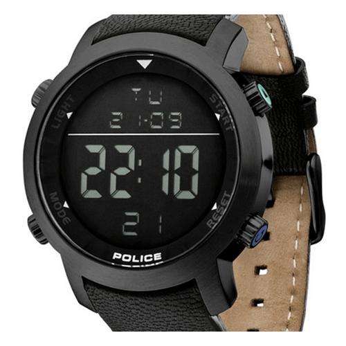 POLICE Cyber Black Leather Digital Gents Watch(FREE SHIPPING)